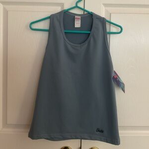 NWT Tia’s Dancewear Skate Shirt Top Slate Blue Gray Sleeveless Sportswear